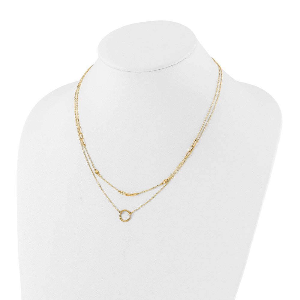 14K Yellow Gold Polished Double Layer Necklace