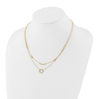 14K Yellow Gold Polished Double Layer Necklace