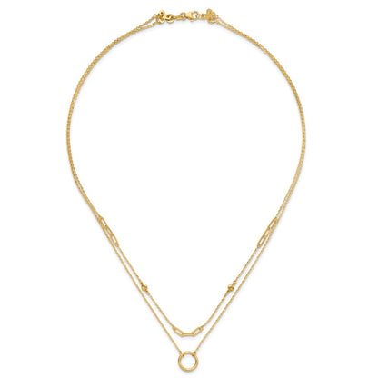 14K Yellow Gold Polished Double Layer Necklace