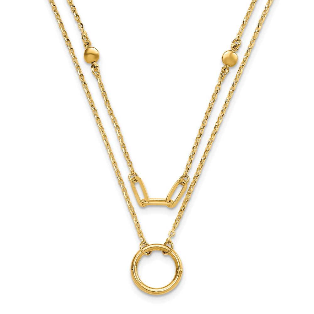 14K Yellow Gold Polished Double Layer Necklace