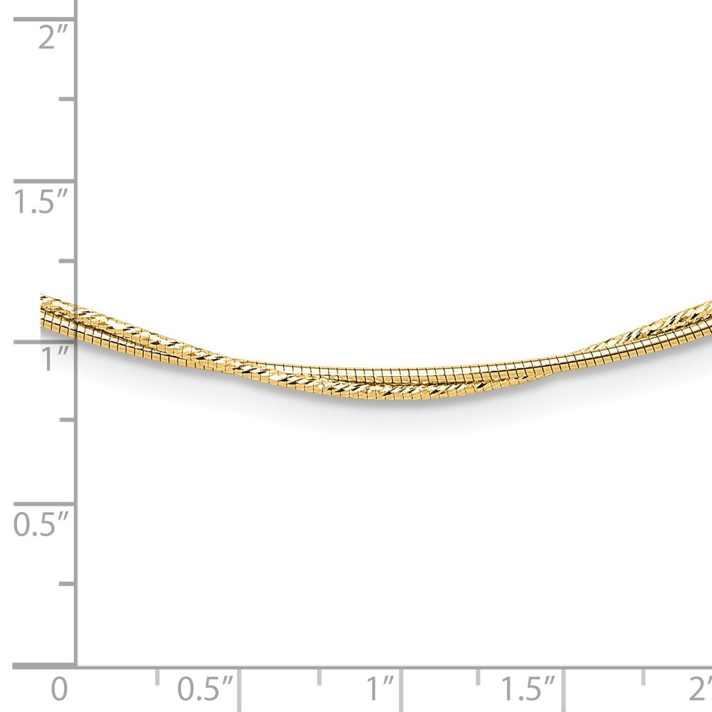 14K Yellow Gold Polished And Diamond Cut Twisted 2 Strand Neckwire Necklace