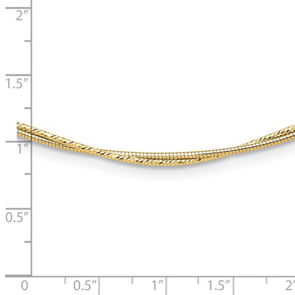 14K Yellow Gold Polished And Diamond Cut Twisted 2 Strand Neckwire Necklace