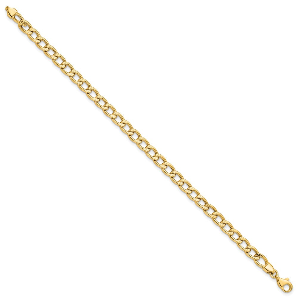 14K Yellow Gold Polished And Textured Link Bracelet