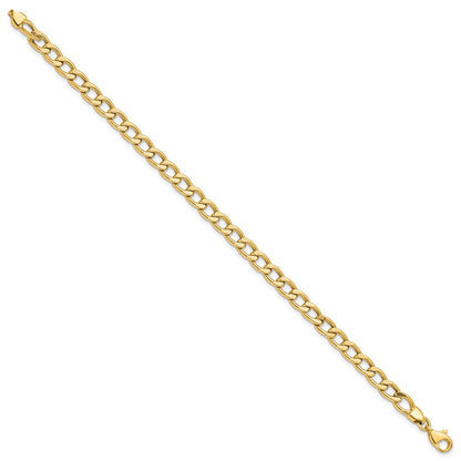 14K Yellow Gold Polished And Textured Link Bracelet