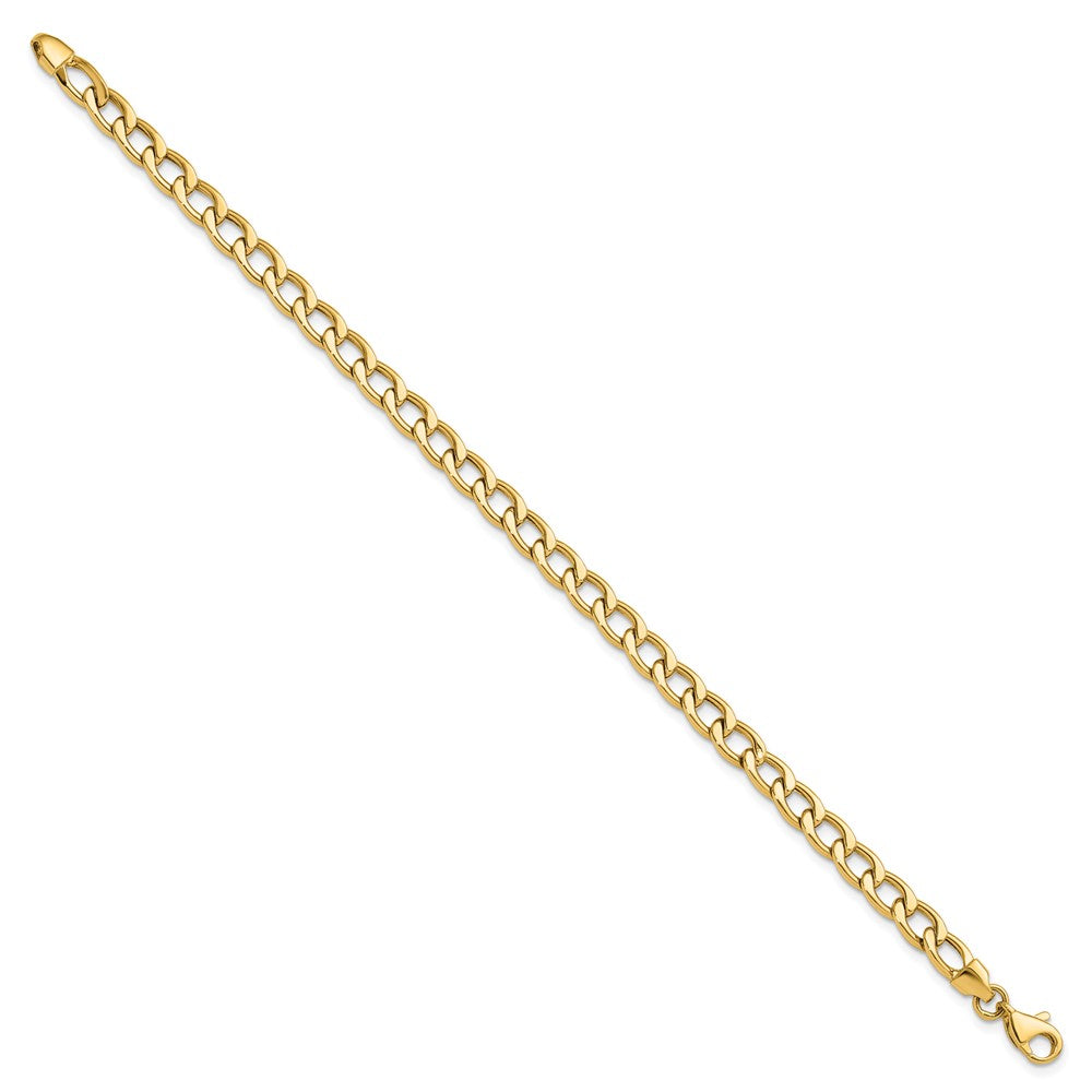 14K Yellow Gold Polished And Textured Link Bracelet