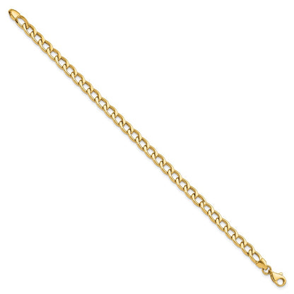 14K Yellow Gold Polished And Textured Link Bracelet