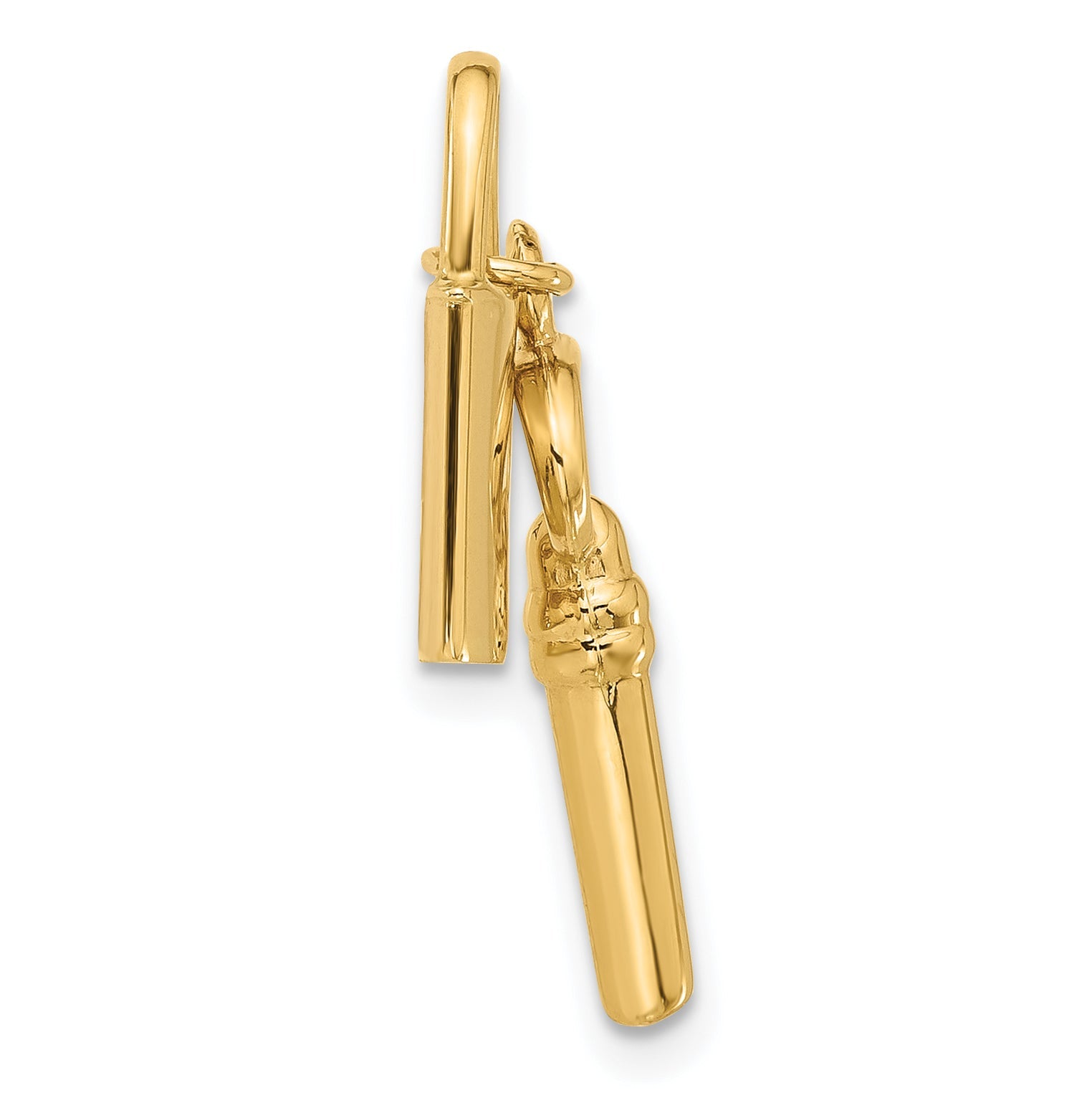 14K Yellow Gold Polished Lock And Key Pendant