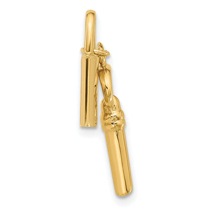 14K Yellow Gold Polished Lock And Key Pendant