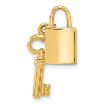 14K Yellow Gold Polished Lock And Key Pendant