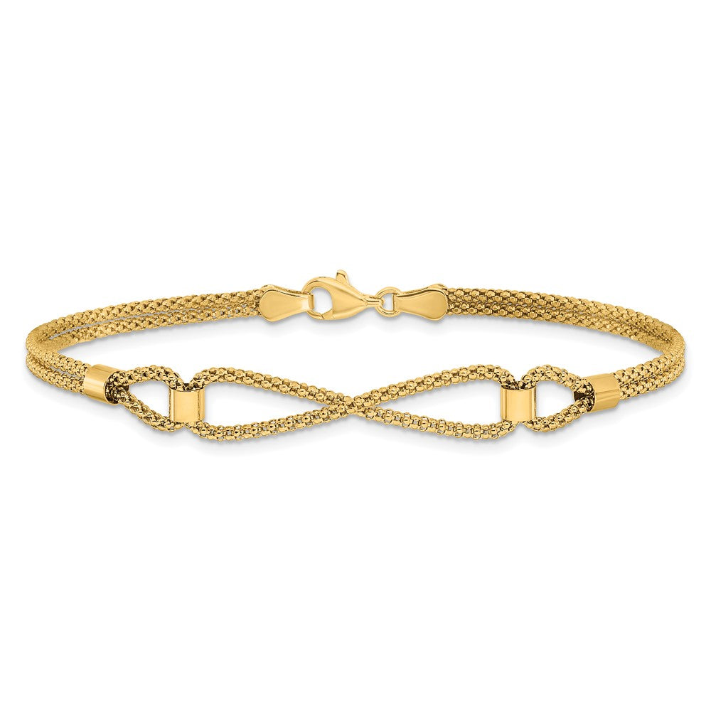 14K Yellow Gold Polished 2 Strand Fancy Bracelet