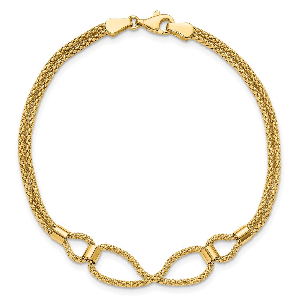 14K Yellow Gold Polished 2 Strand Fancy Bracelet