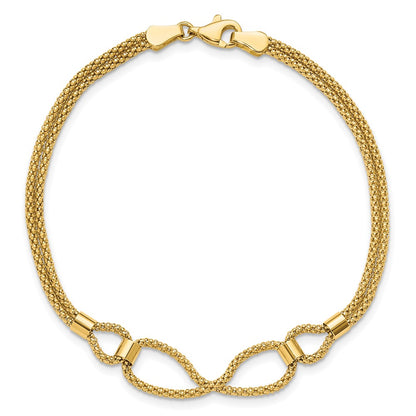 14K Yellow Gold Polished 2 Strand Fancy Bracelet
