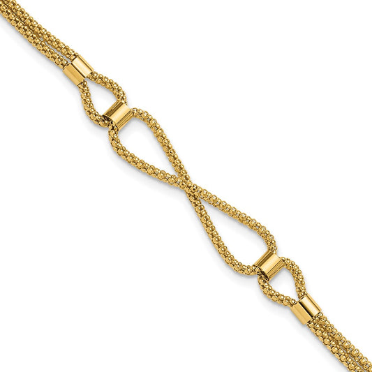 14K Yellow Gold Polished 2 Strand Fancy Bracelet