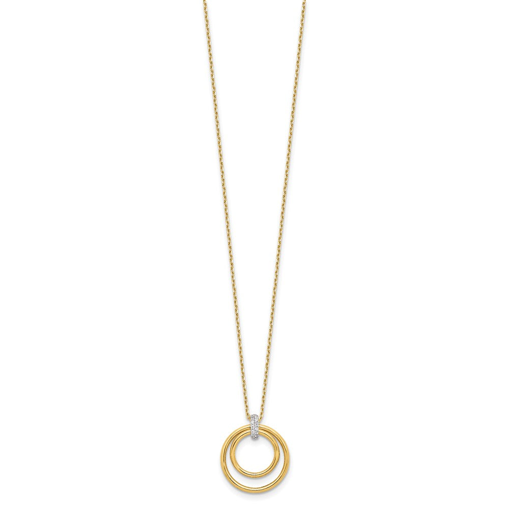 14K Two Tone Polished Cz Circles Necklace
