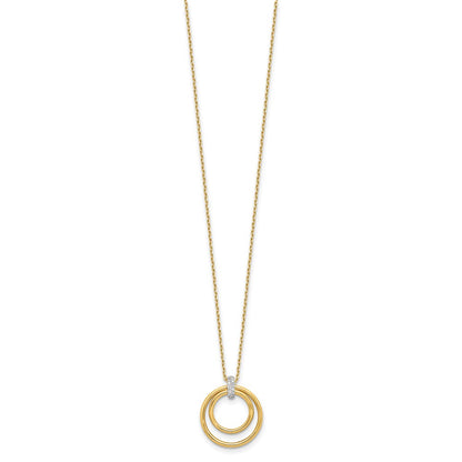 14K Two Tone Polished Cz Circles Necklace