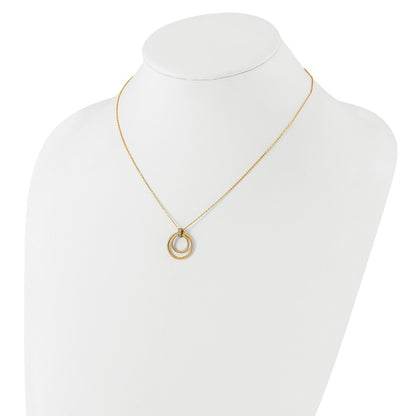 14K Two Tone Polished Cz Circles Necklace
