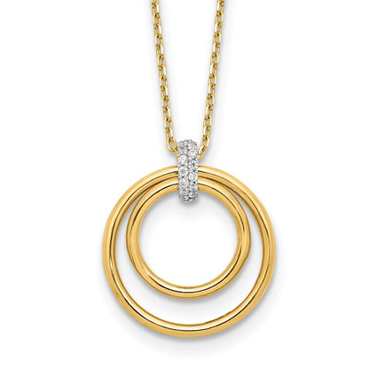 14K Two Tone Polished Cz Circles Necklace
