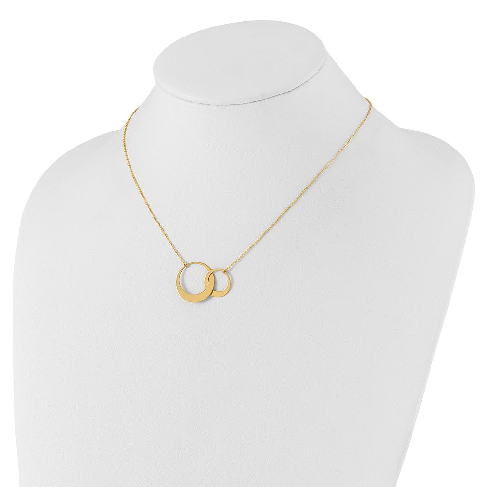 14K Yellow Gold Polished Interlocked Circles Fancy With 1In Ext. Necklace