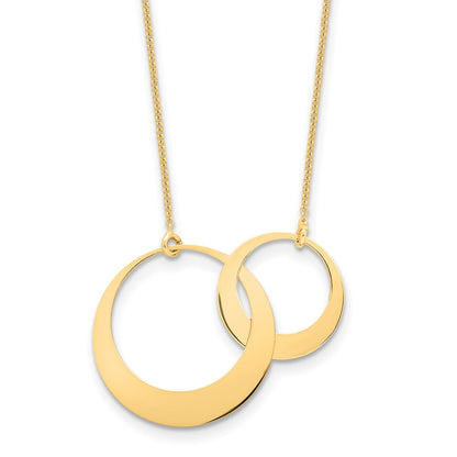 14K Yellow Gold Polished Interlocked Circles Fancy With 1In Ext. Necklace