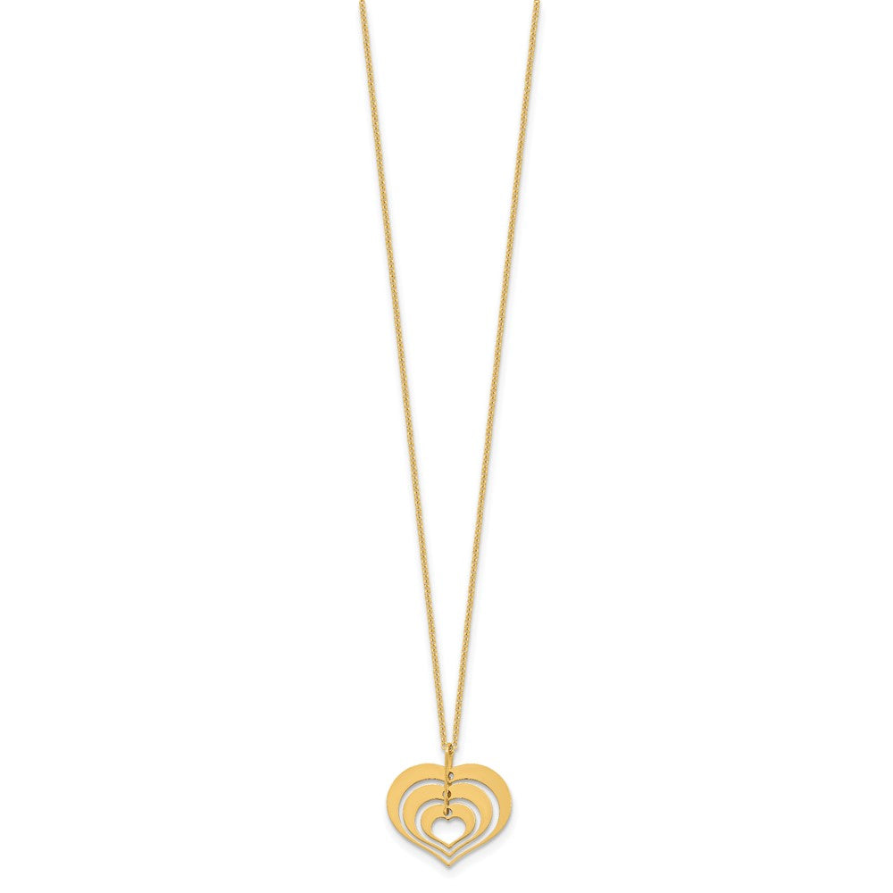 14K Yellow Gold Polished Heart Pendant With 1In Ext. Necklace
