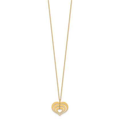 14K Yellow Gold Polished Heart Pendant With 1In Ext. Necklace