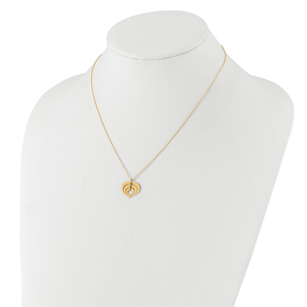 14K Yellow Gold Polished Heart Pendant With 1In Ext. Necklace
