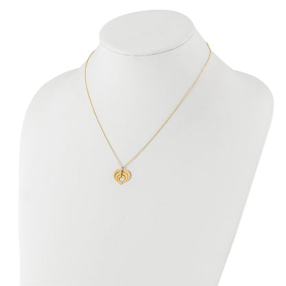 14K Yellow Gold Polished Heart Pendant With 1In Ext. Necklace