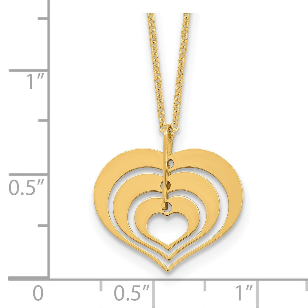 14K Yellow Gold Polished Heart Pendant With 1In Ext. Necklace