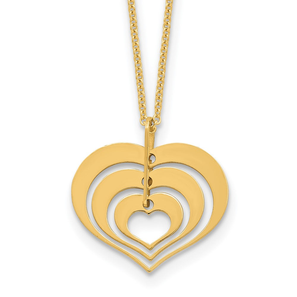 14K Yellow Gold Polished Heart Pendant With 1In Ext. Necklace