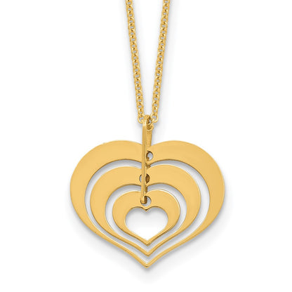 14K Yellow Gold Polished Heart Pendant With 1In Ext. Necklace