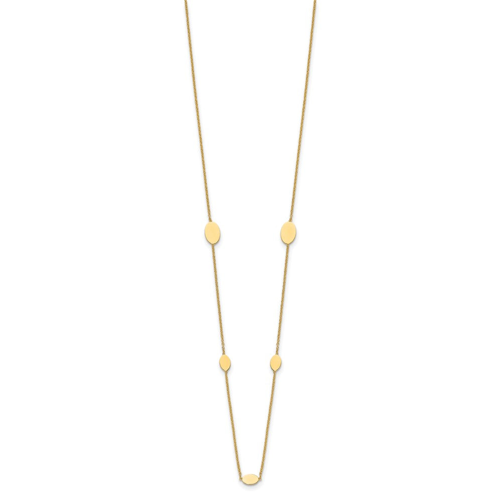 14K Yellow Gold Polished Oval Discs Station With 1In Ext. Necklace