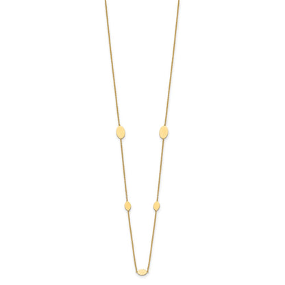 14K Yellow Gold Polished Oval Discs Station With 1In Ext. Necklace