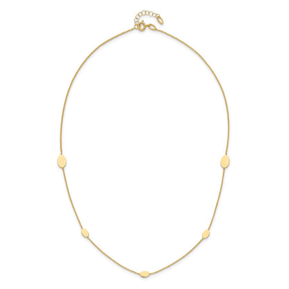14K Yellow Gold Polished Oval Discs Station With 1In Ext. Necklace