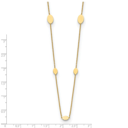 14K Yellow Gold Polished Oval Discs Station With 1In Ext. Necklace