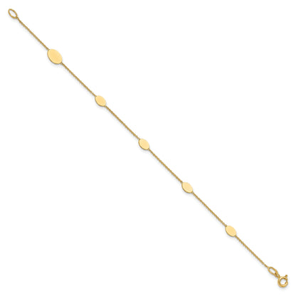 14K Yellow Gold Polished Oval Discs Station Bracelet