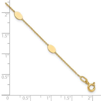 14K Yellow Gold Polished Oval Discs Station Bracelet
