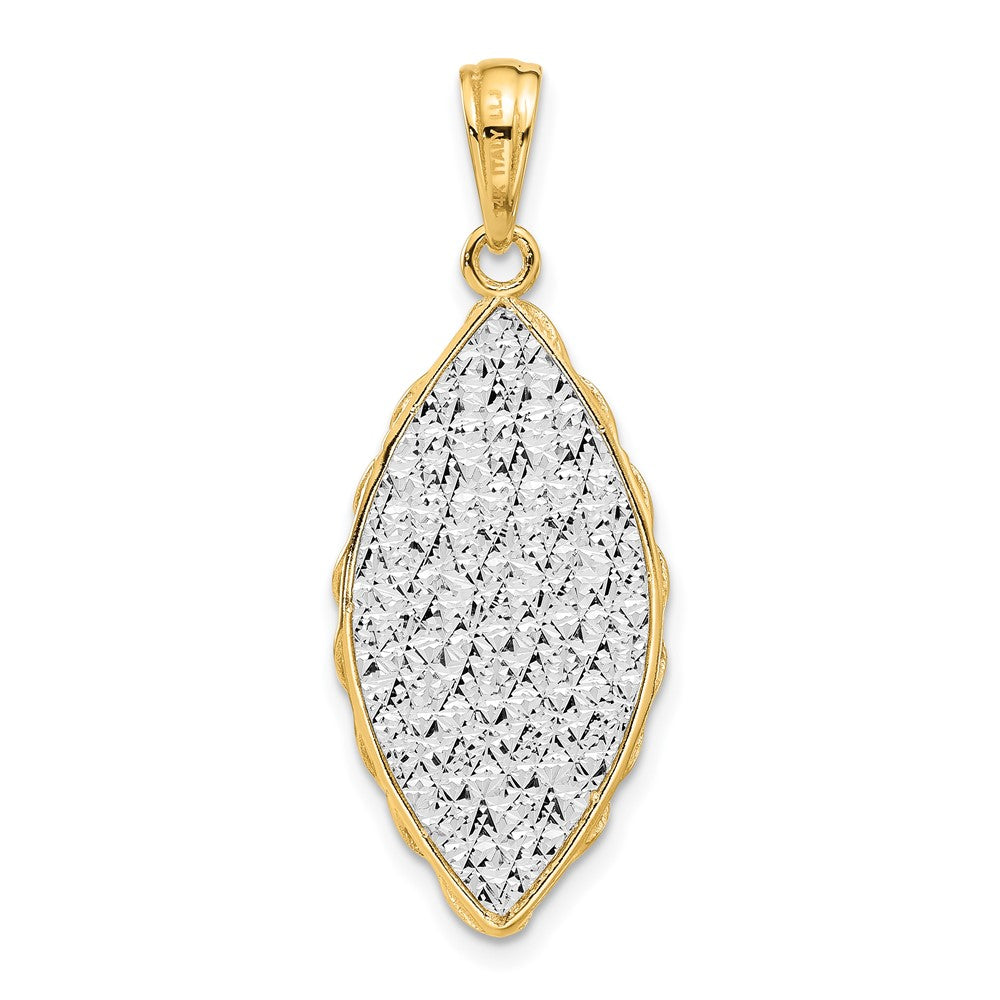 14K Two Tone Polished And Dia Cut Pendant