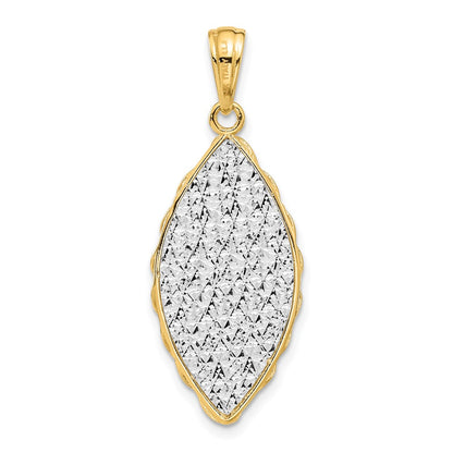 14K Two Tone Polished And Dia Cut Pendant