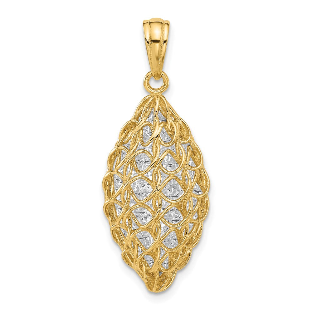 14K Two Tone Polished And Dia Cut Pendant
