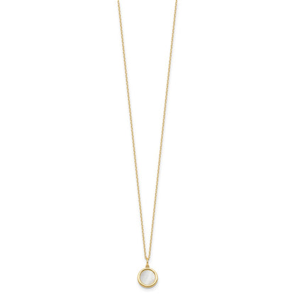 14K Yellow Gold Polished Mother Of Pearl Circle Necklace