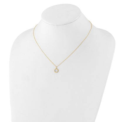 14K Yellow Gold Polished Mother Of Pearl Circle Necklace