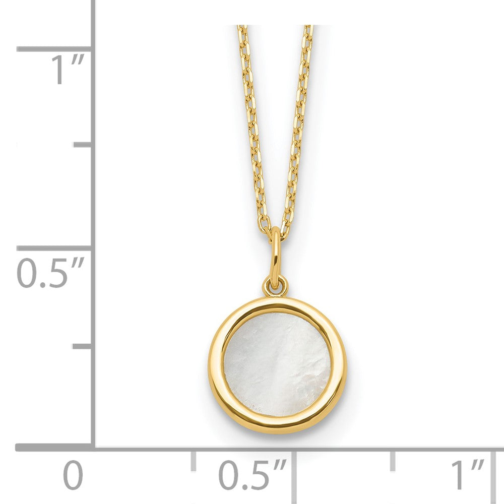 14K Yellow Gold Polished Mother Of Pearl Circle Necklace