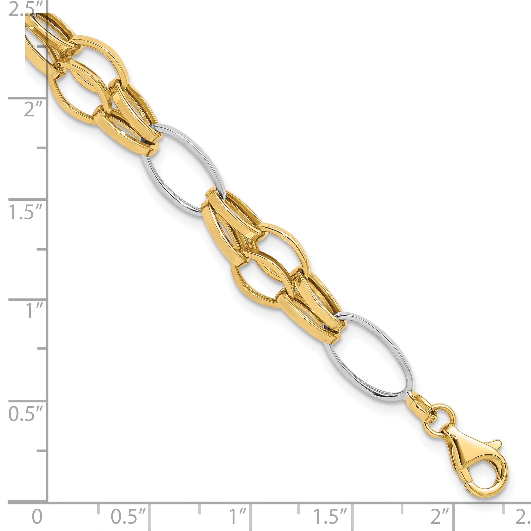 14K Two Tone Polished Fancy Link Bracelet