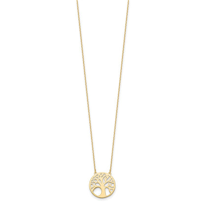 14K Yellow Gold Polished Tree Of Life Necklace