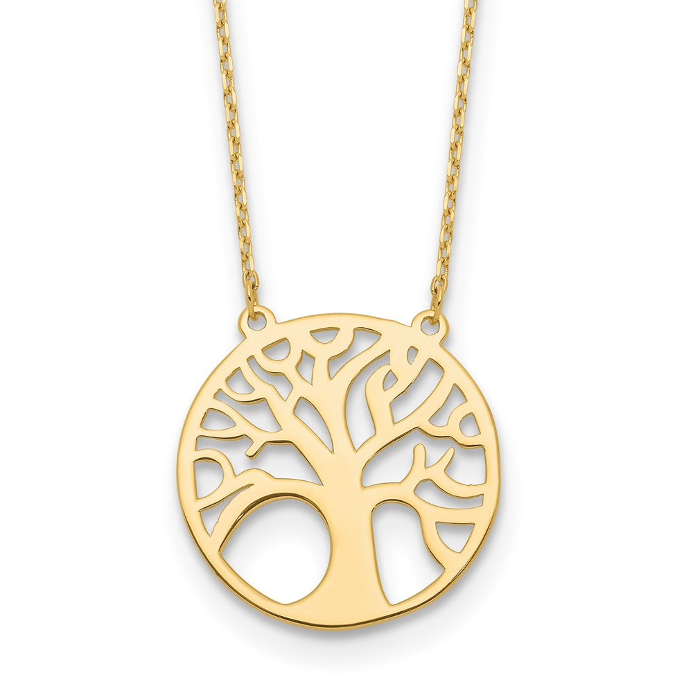 14K Yellow Gold Polished Tree Of Life Necklace