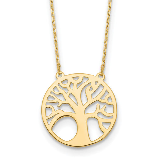 14K Yellow Gold Polished Tree Of Life Necklace