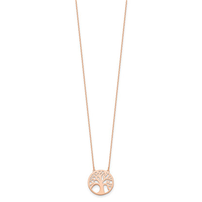 14K Rose Gold Polished Tree Of Life Necklace