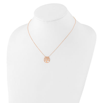 14K Rose Gold Polished Tree Of Life Necklace