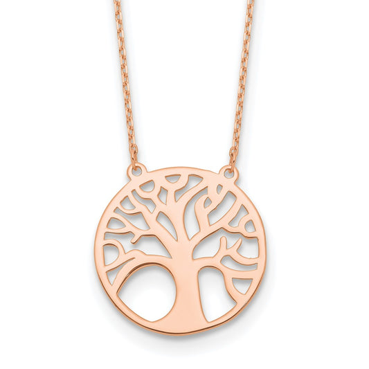 14K Rose Gold Polished Tree Of Life Necklace
