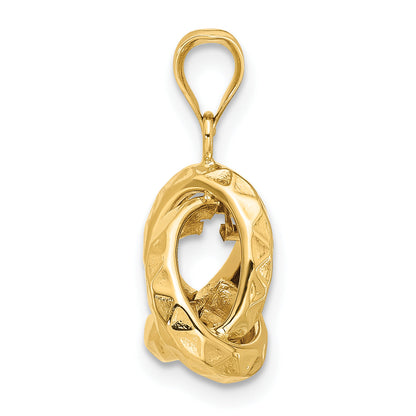 14K Yellow Gold Polished And Textured Triangle Love Knot Pendant